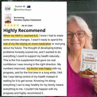 Five-star verified review of Verolae Ceylon Cinnamon by Susan M